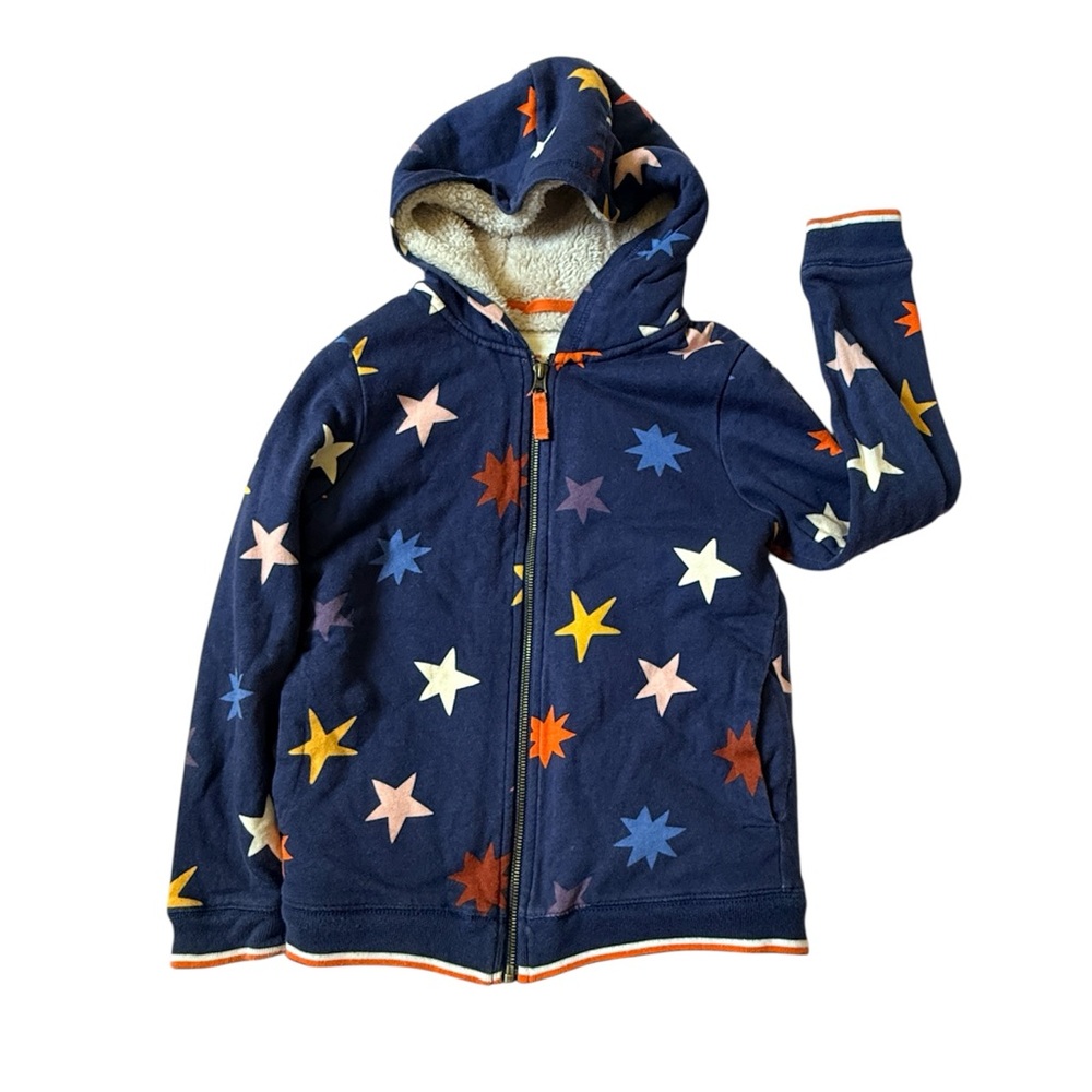 Mini Boden Star Sherpa-Lined Zip-Up Hoodie (9-10Y)
